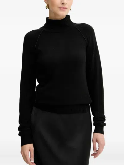 Silvian Heach Roll-neck Logo Sweater In Black