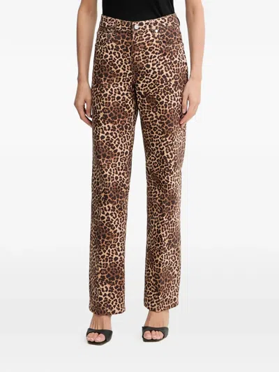 Silvian Heach Ronney Animal Print Jeans In Brown