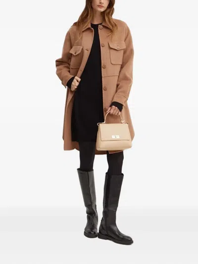 Silvian Heach Round-neck Long-sleeve Dress In Brown