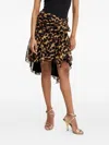 Silvian Heach Ruffled Leopard-print Skirt In Brown