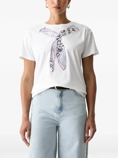 Silvian Heach Santis Scarf-print T-shirt In White