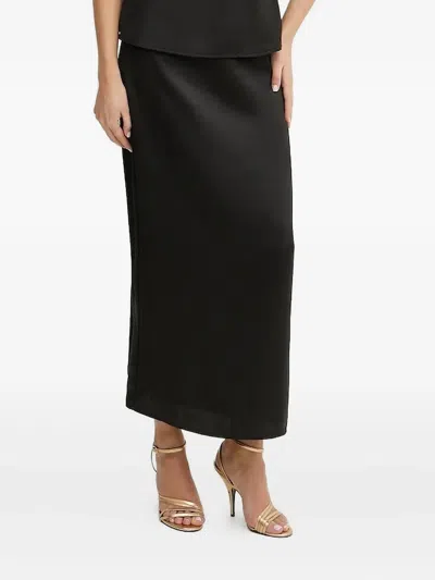 Silvian Heach Satin Midi Skirt In Black