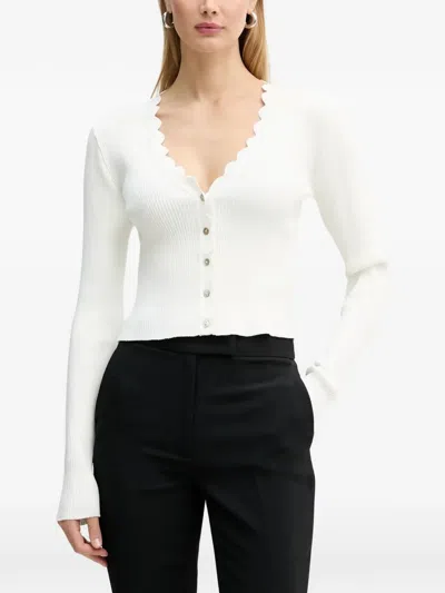 Silvian Heach Scalloped Cardigan In White