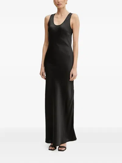 Silvian Heach Scoop-neck Side-split Maxi Dress In Black