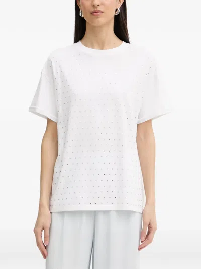 Silvian Heach Sedibana Crystal-embellished Short-sleeve T-shirt In White