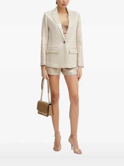 Silvian Heach Sequin-embellished Single-breasted Blazer In Neutral