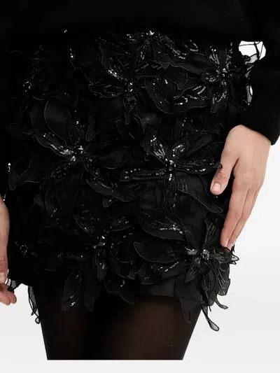 Silvian Heach Sequin-flower Embellished Skirt In Black