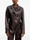 Silvian Heach Sequin Tie Blazer In Brown
