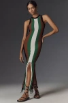 Silvian Heach Sleeveless Fringe Sweater Midi Dress In Green
