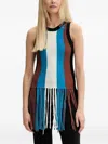 Silvian Heach Stripe Fringe Tank Top In Blue