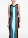 Silvian Heach Striped-pattern Fringe Maxi Dress In Brown
