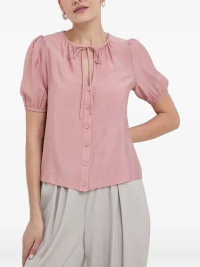 Silvian Heach Tie-neck Button Blouse In Pink