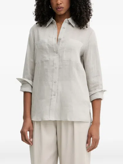 Silvian Heach Tobela Crystal-embellished Chest-pocket Shirt In White