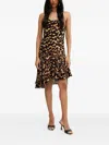 Silvian Heach Tortoiseshell Print Ruffled Mni Dress In Black