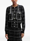 Silvian Heach Tweed-fringed Button-down Jacket In Multi