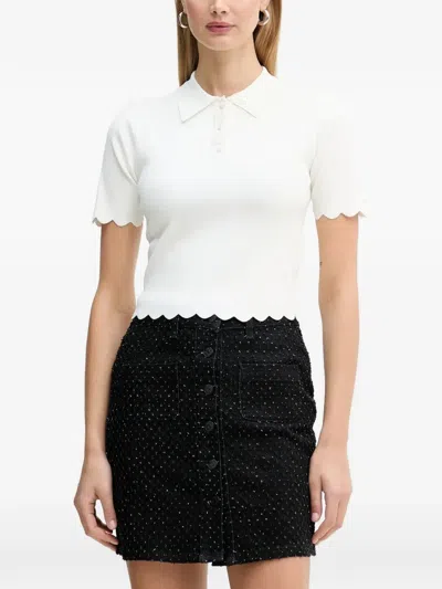 Silvian Heach Ursam Scallop-edge Polo Shirt In White