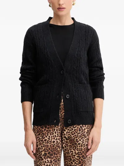Silvian Heach Valbuena Cable-knit Button Cardigan In Black