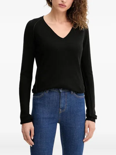 Silvian Heach V-neck Logo Sweater In Black
