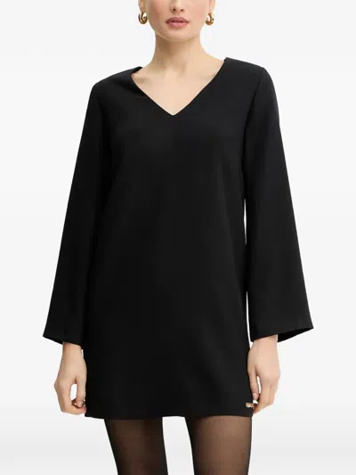 Silvian Heach V-neck Long-sleeve Mini Dress In Black