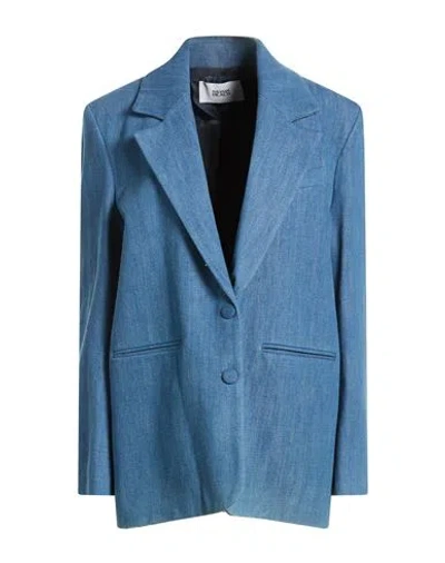 Silvian Heach Woman Blazer Blue Size 12 Cotton
