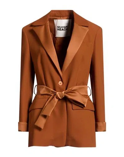 Silvian Heach Woman Blazer Camel Size 10 Polyester In Brown
