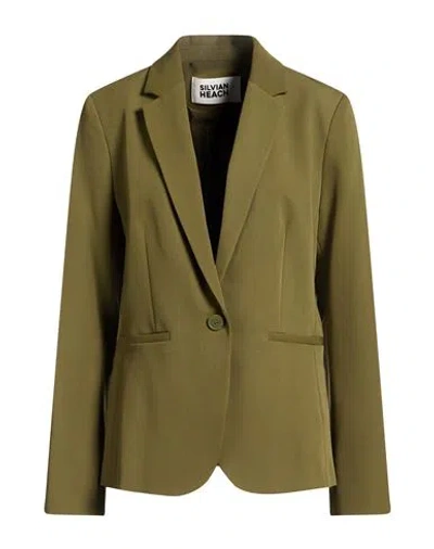 Silvian Heach Woman Blazer Military Green Size 12 Polyester, Viscose, Elastane