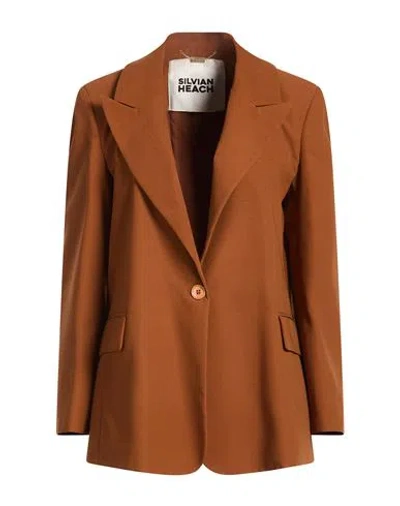 Silvian Heach Woman Blazer Rust Size 8 Polyester In Brown