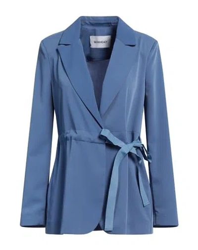 Silvian Heach Woman Blazer Slate Blue Size 6 Polyester, Elastane