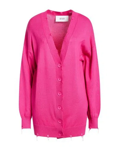 Silvian Heach Woman Cardigan Fuchsia Size M Viscose, Nylon In Pink
