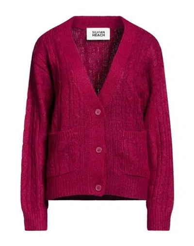 Silvian Heach Woman Cardigan Garnet Size L Acrylic, Polyester, Nylon, Wool In Red