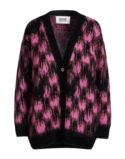 Silvian Heach Woman Cardigan Pink Size S Acrylic, Nylon, Mohair Wool, Wool In Black