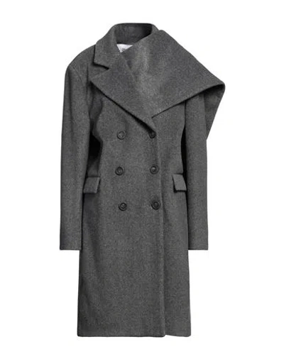 Silvian Heach Woman Coat Grey Size 10 Polyester, Viscose