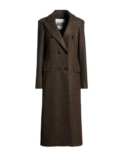 Silvian Heach Woman Coat Military Green Size 10 Polyester In Brown
