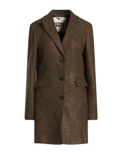 Silvian Heach Woman Coat Military Green Size 12 Polyester In Multi