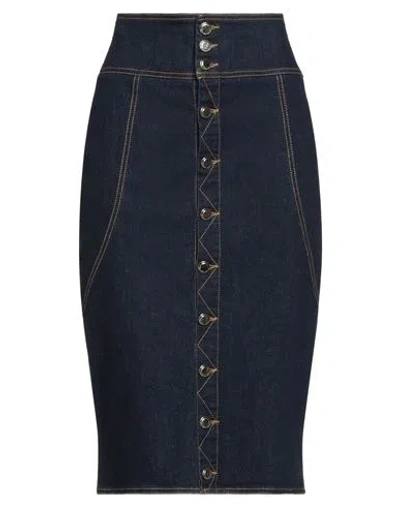 Silvian Heach Woman Denim Skirt Blue Size 27 Cotton, Elastane