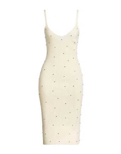 Silvian Heach Woman Midi Dress Cream Size M Viscose, Nylon In Neutral