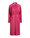 Silvian Heach Woman Midi Dress Magenta Size 4 Polyester, Viscose, Elastane In Pink