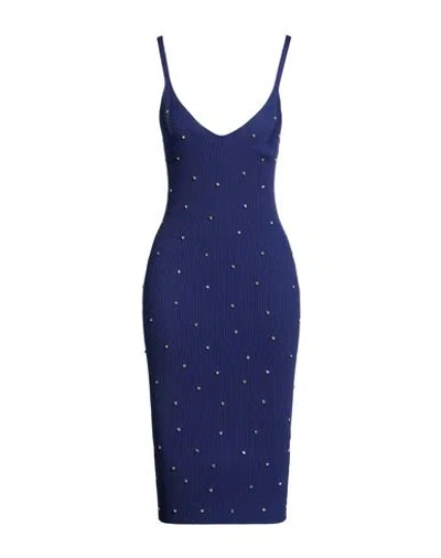 Silvian Heach Woman Midi Dress Navy Size M Viscose, Nylon In Blue