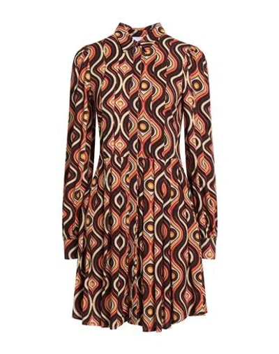 Silvian Heach Woman Mini Dress Chocolate Brown Size 8 Viscose In Burgundy