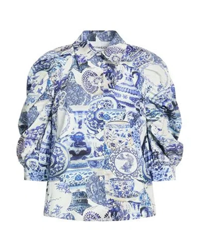Silvian Heach Woman Shirt Blue Size 10 Cotton In Multi