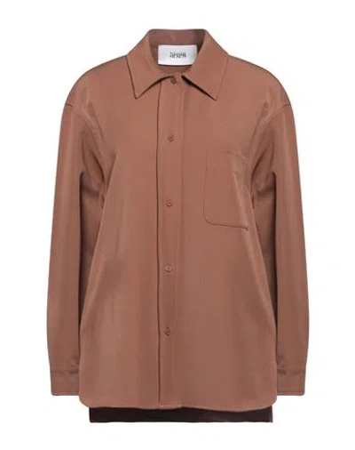 Silvian Heach Woman Shirt Brown Size 6 Polyester, Viscose, Elastane