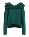 Silvian Heach Woman Sweater Emerald Green Size S Acrylic, Nylon In Green