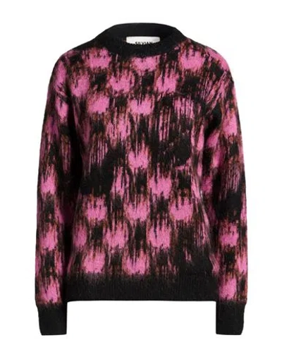 Silvian Heach Woman Sweater Fuchsia Size M Acrylic, Nylon, Mohair Wool, Wool In Multi