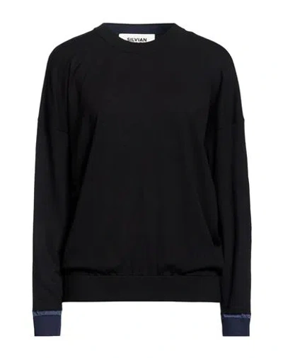 Silvian Heach Woman Sweater Midnight Blue Size L Viscose, Polyester In Black