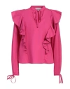 Silvian Heach Woman Top Fuchsia Size 10 Cotton In Pink