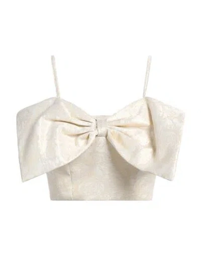 Silvian Heach Woman Top Ivory Size 4 Polyester, Viscose, Metallic Fiber In White