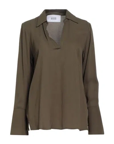 Silvian Heach Woman Top Military Green Size 8 Viscose
