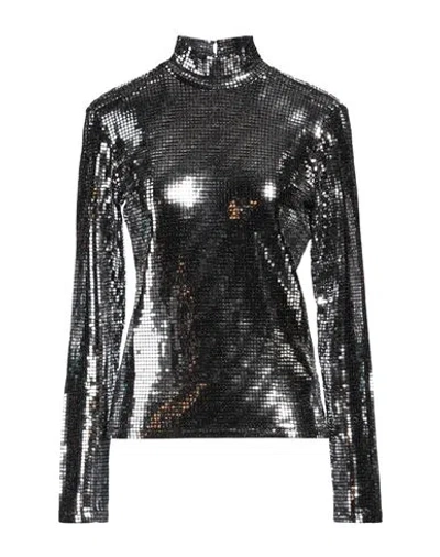Silvian Heach Woman Top Silver Size S Polyester, Elastane, Metallic Fiber