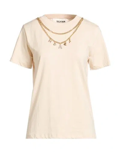 Silvian Heach Woman T-shirt Beige Size L Cotton In Neutral
