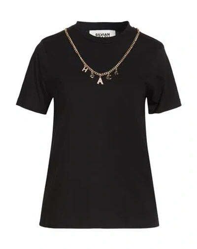 Silvian Heach Woman T-shirt Black Size L Cotton